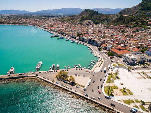 Preview: Aerial view of Zakynthos city in Zante island, in Greece