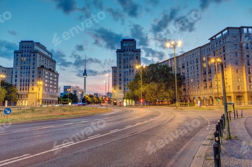 Preview: The Strausberger Platz in Berlin after sunset
