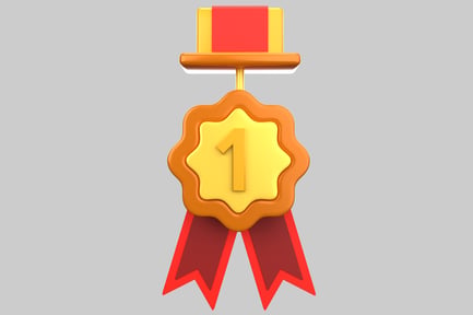Preview: Gold medal with red and yellow ribbon