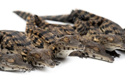 Preview: Group of Young West African slender-snouted crocodile, Mecistops