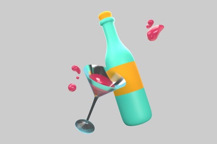 Preview: Celebration drink bottle and glass