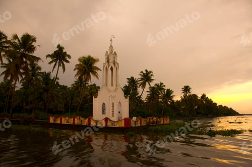 Preview: Sunset at the backwaters of Alleppey, Kerala, India.