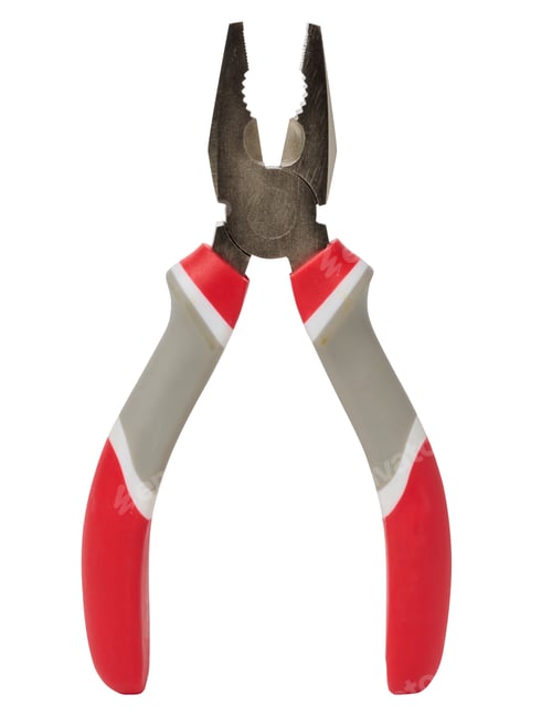 Preview: Metal pliers with plastic handle isolated on white background