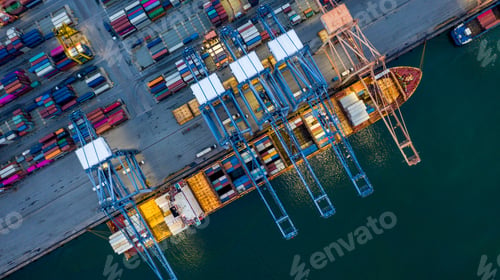 Preview: Container ship global business freight import export logistic transportation.