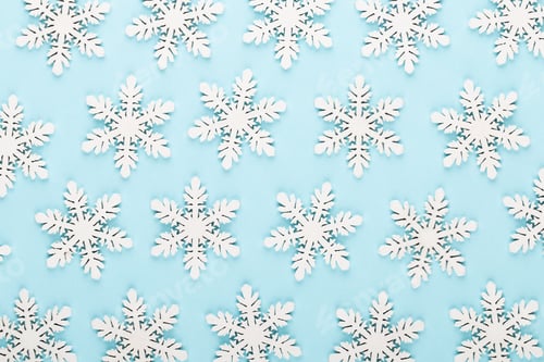 Preview: Christmas background. White snow decorations on a pink background.
