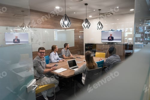 Preview: start up business people group attending videoconference call