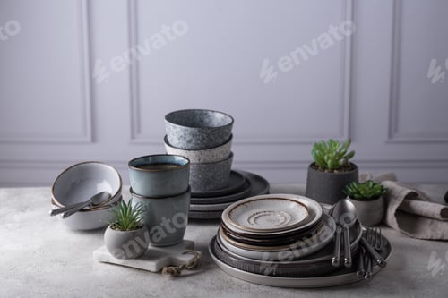 Preview: Craft ceramic plates, bowls and cups