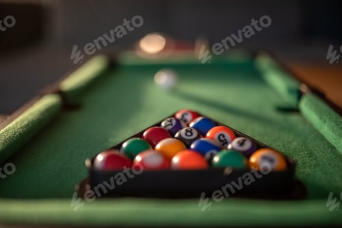 Preview: Billards table with balls set up for break