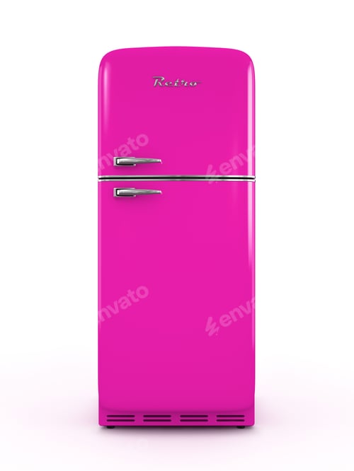 Preview: Retro fridge isolated on white background 3D rendering