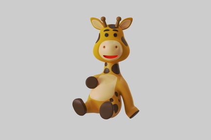 Preview: Cartoon sitting giraffe animal character