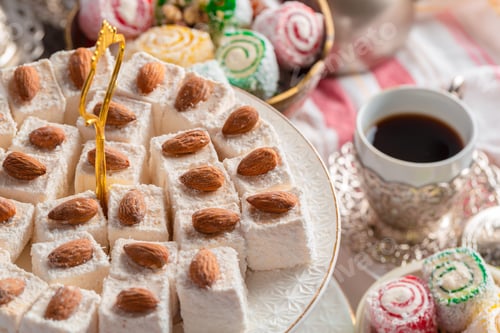 Preview: Turkish delight on a wooden table