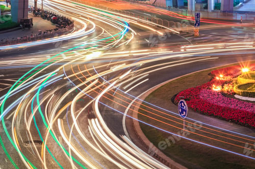 Preview: car light trails on road