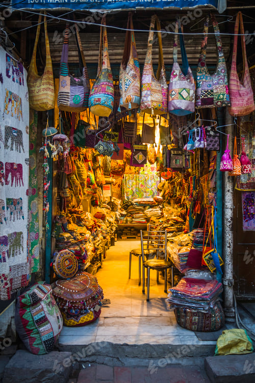 Preview: Merchandise in market, Delhi, India