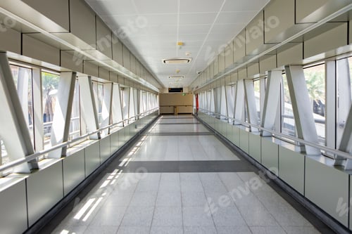 Preview: The empty corridor hallway to the train station