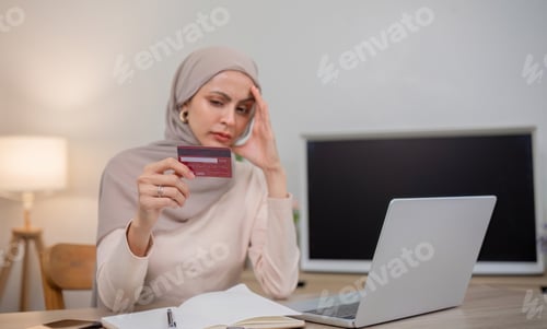Preview: A business woman is tired and sad after having financial problems and credit card debt.