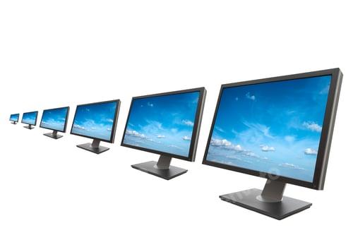 Preview: Many Computer Screens Displaying a Blue Sky
