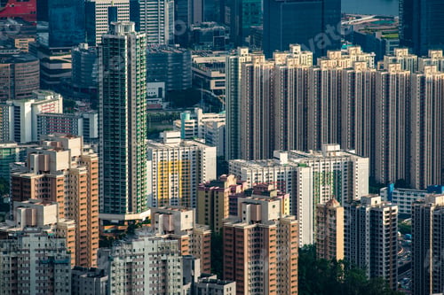 Preview: Hong Kong, China - August, 2019: Hong Kong city scape, modern building skyscraper in Hong Kong