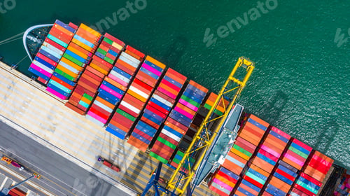 Preview: Container ship global business freight import export logistic transportation.
