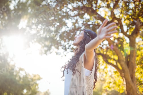 Preview: Pretty hipster feeling free in the park on a sunny day