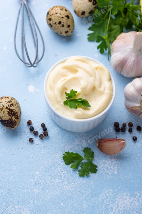 Preview: Homemade mayonnaise sauce with ingredient
