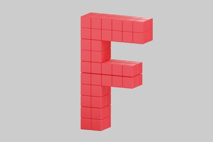 Preview: Pixelated letter f blocks display