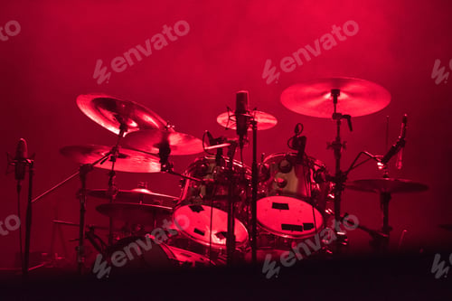 Preview: Drum kit in red stage lights