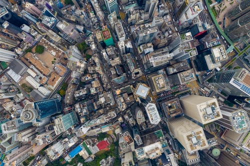 Preview: Central, Hong Kong 24 September 2019: Top down view of Hong Kong city