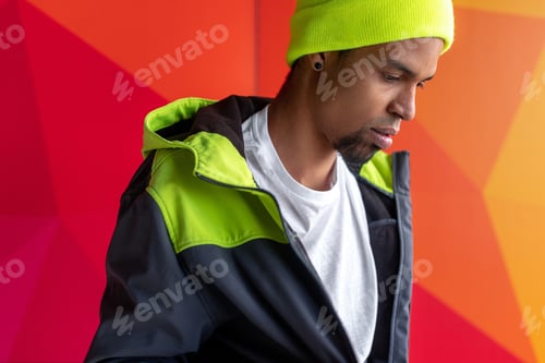 Preview: Trendy black man looking down