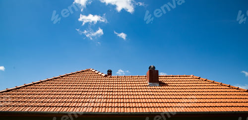 Preview: new red tiles roof and blue sky