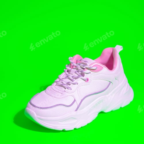 Preview: Trendy sport shoes. White sneakers. Minimal fashion design