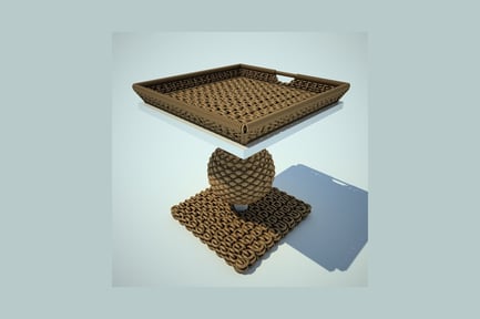 Preview: Square table with woven baskets