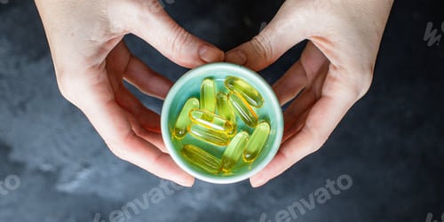 Preview: Capsules Vitamins Omega 3 Or Hyaluronic Acid Dietary Supplement For Cosmetic Purposes Or