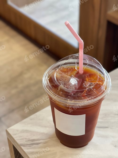 Preview: Ice coffee or ice Americano coffee in plastic cup