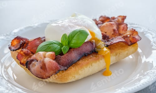 Vista previa: Sandwich with poached egg and bacon