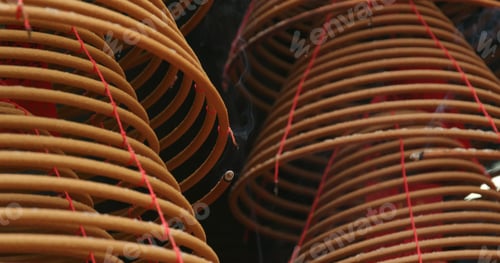 Preview: Tai Po, Hong Kong, 12 April 2018: -: Interior lanterns of the Man Mo Temple in Hong kong