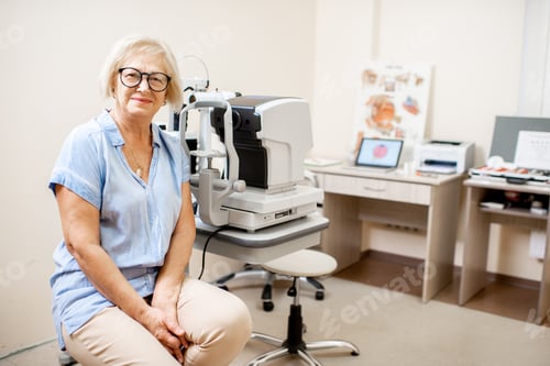 Preview: Senior woman at the ophthalmological office