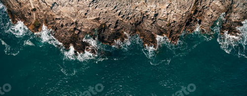 Preview: Aerial view of sea waves and fantastic Rocky coast, Montenegro