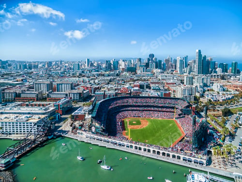 Preview: Aerial view over the A & T Ballpark the home of the San Francisco Giants football team in San