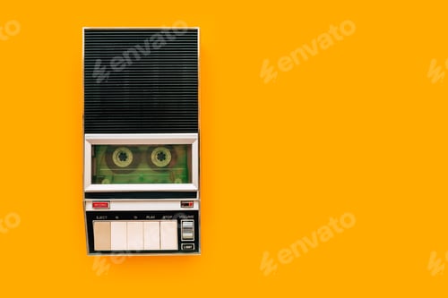 Preview: Top view of audio cassette tape player