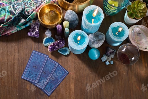 Preview: Fortune telling. Mystical Crystal and Tarot Still Life