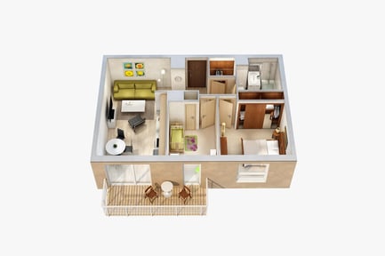 Preview: Detailed Apartment Floor Plan with Balcony