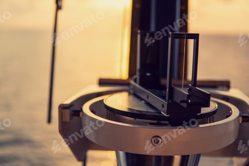 Preview: Close up of nautical marine magnetic compass on yacht