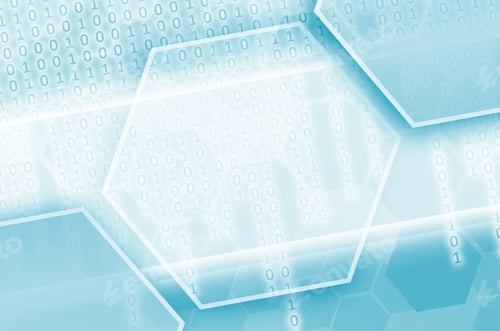 Preview: Abstract technological background consisting of a set of hexagons and other geometric shapes in blue