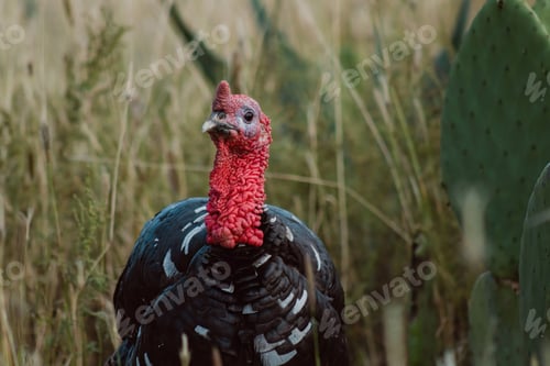 Preview: The turkey, a bird of nature, blends with the plant-filled surroundings