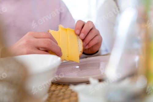Preview: Close up of cheese on toast for breakfast