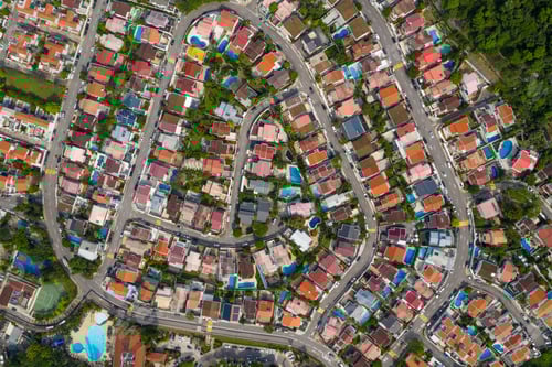 Preview: Tai Po, Hong Kong 17 May 2020: Top view of village in Hong Kong