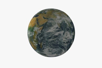 Preview: High-angle view of earth showing continents and oceans