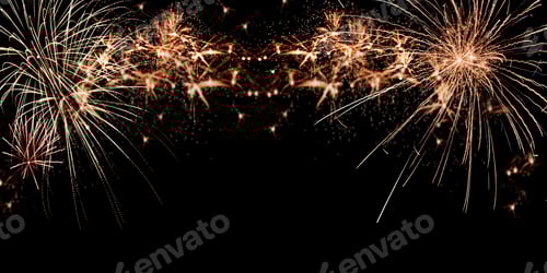 Preview: Fireworks sparklers gold colors on dark background. July 4th Independence Day, Memorial Day or Happy