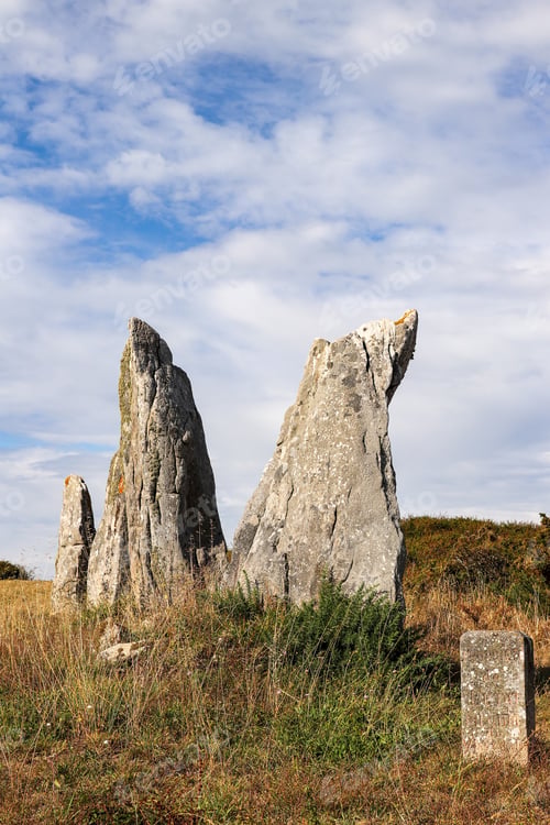Preview: Line of the six menhirs of Vieux-Moulin - Old Mill - near Plouharnel in Brittany