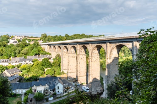 Preview: View of the river Rance and the viaduct in the city of Dinan, Brittany, France